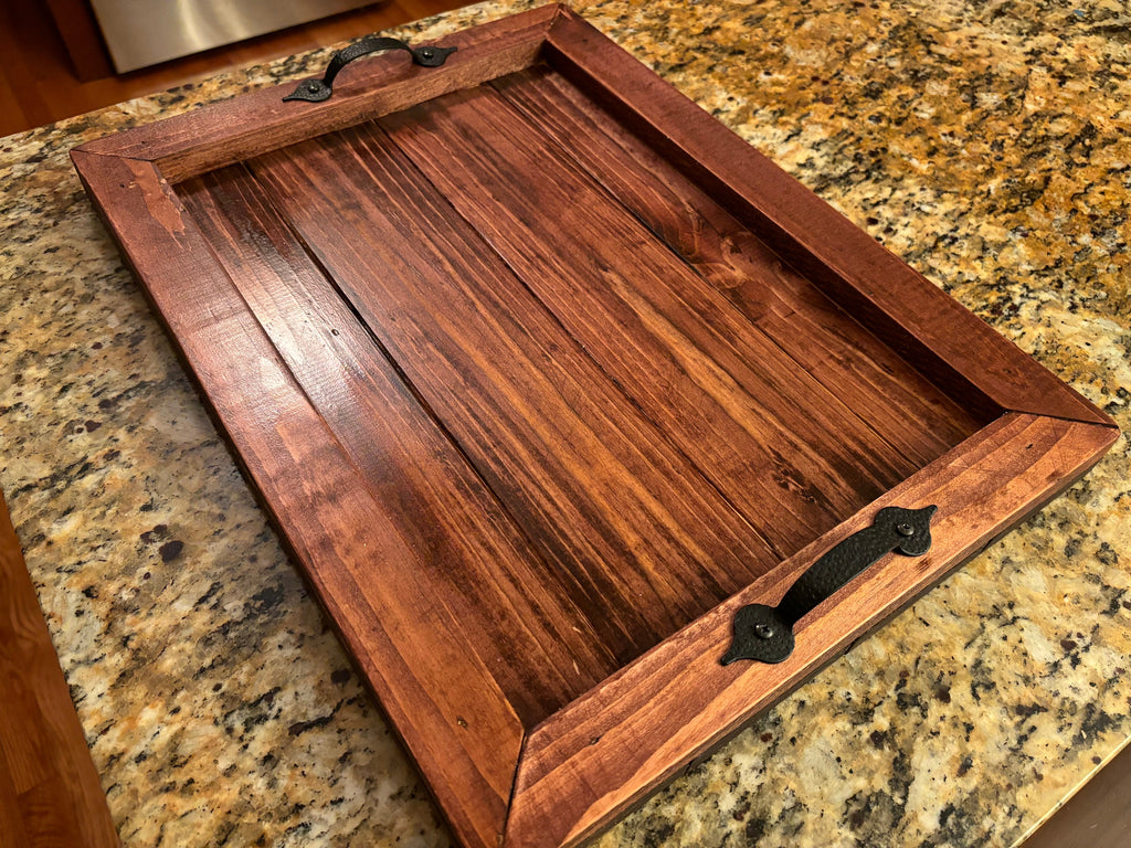 Wooden Serving Tray with Handles: FREE Custom engraving! Size is 14”x24”