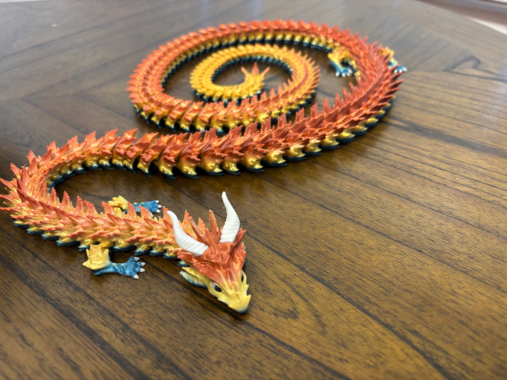 Extra Long Serpent Dragon!      50-Inch Articulated Rainbow Dragon – 3D Printed Fantasy Decor & Fidget Toy