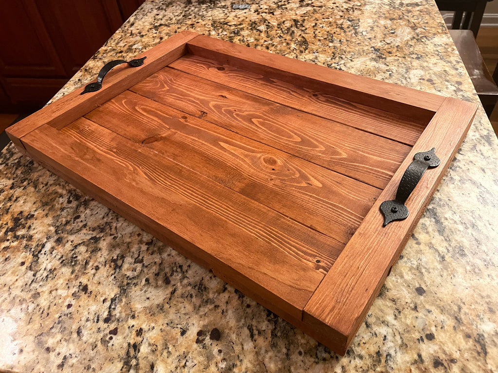 Wooden Serving Tray with Handles: FREE Custom engraving! Size is 14”x24”
