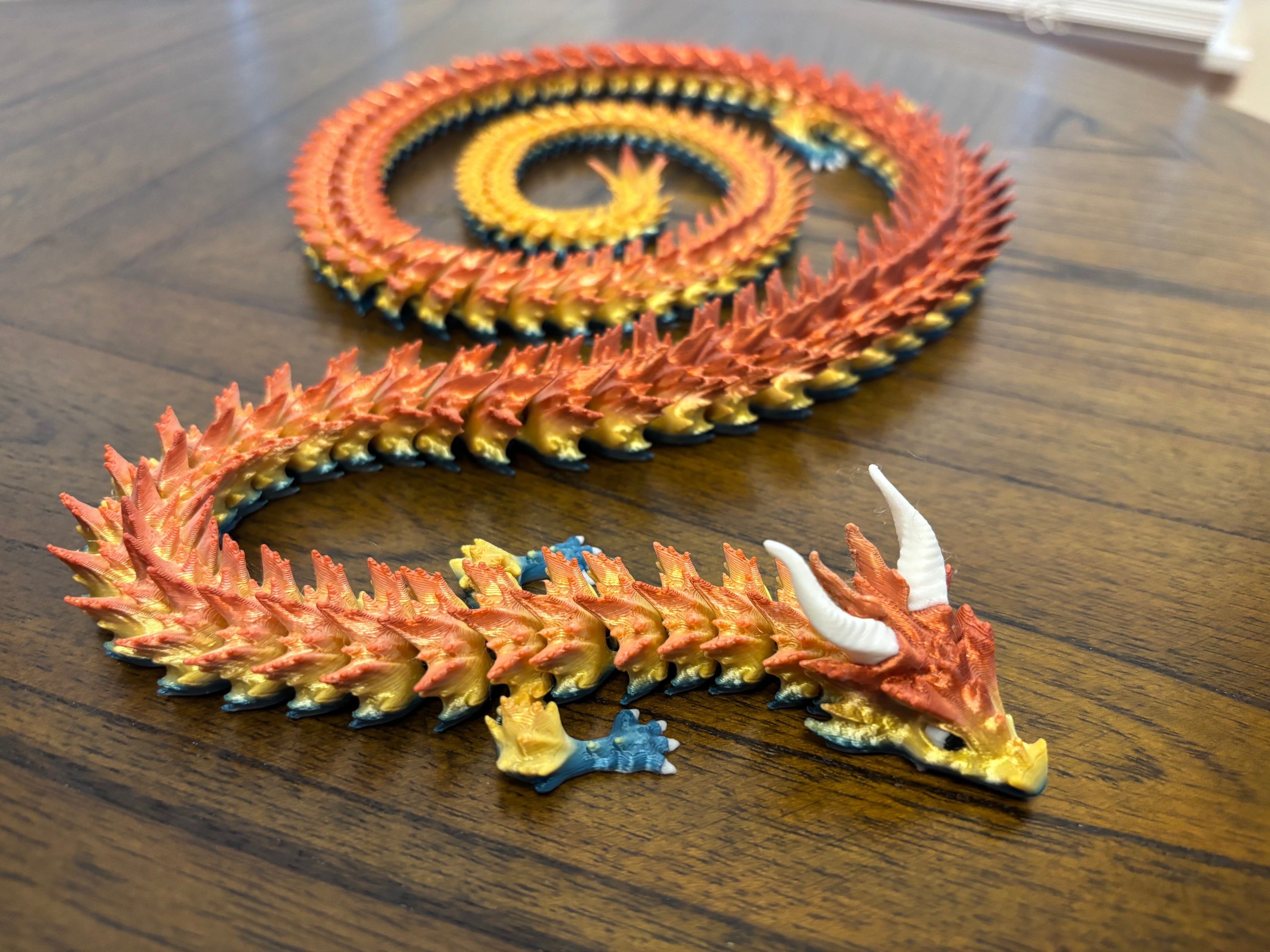 Extra Long Serpent Dragon!      50-Inch Articulated Rainbow Dragon – 3D Printed Fantasy Decor & Fidget Toy