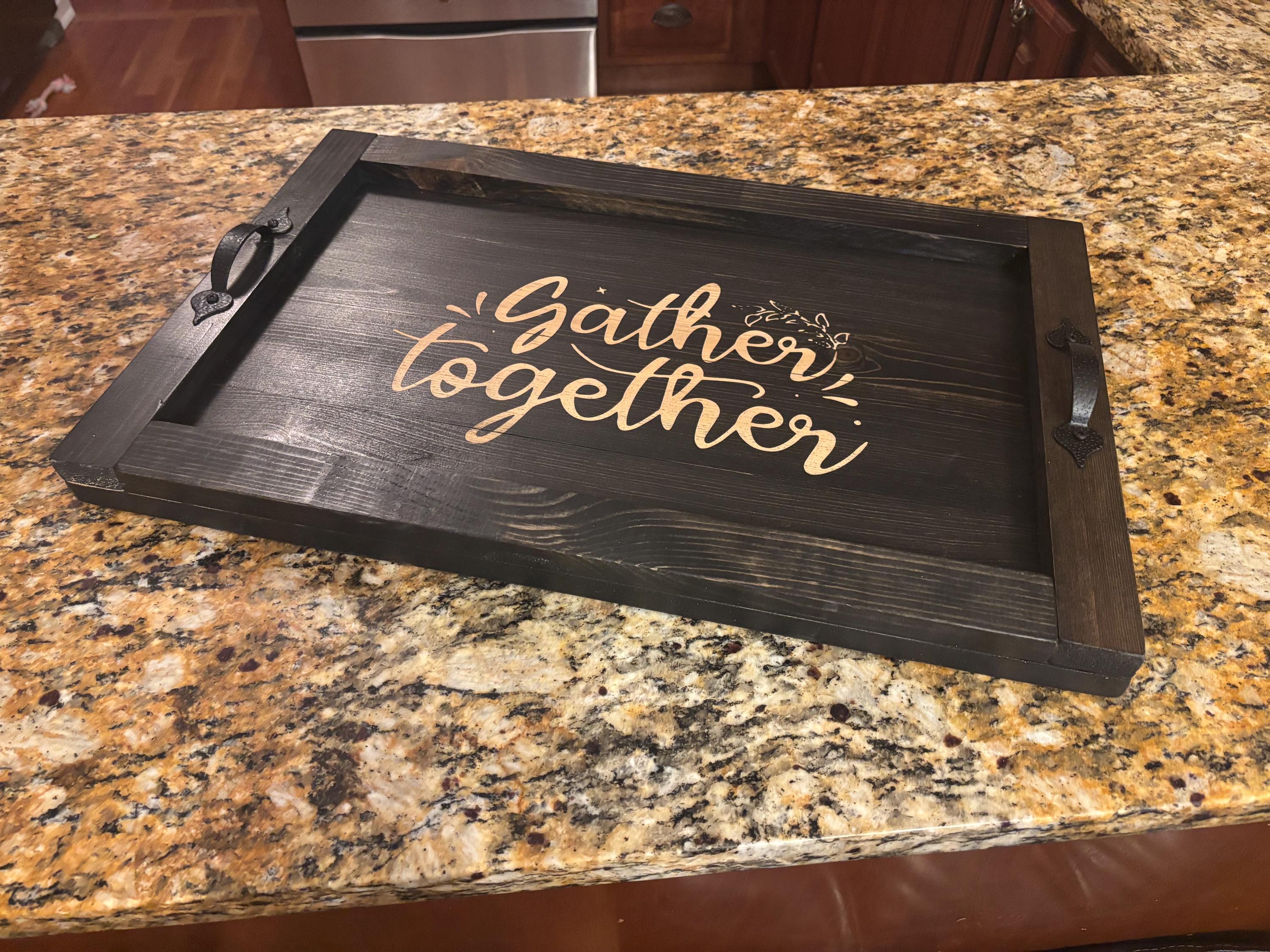 Wooden Serving Tray with Handles: FREE Custom engraving! Size is 14”x24”