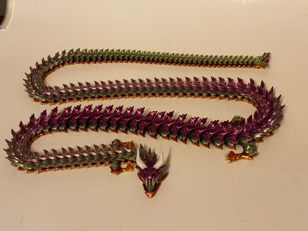 Extra Long Serpent Dragon!      50-Inch Articulated Rainbow Dragon – 3D Printed Fantasy Decor & Fidget Toy