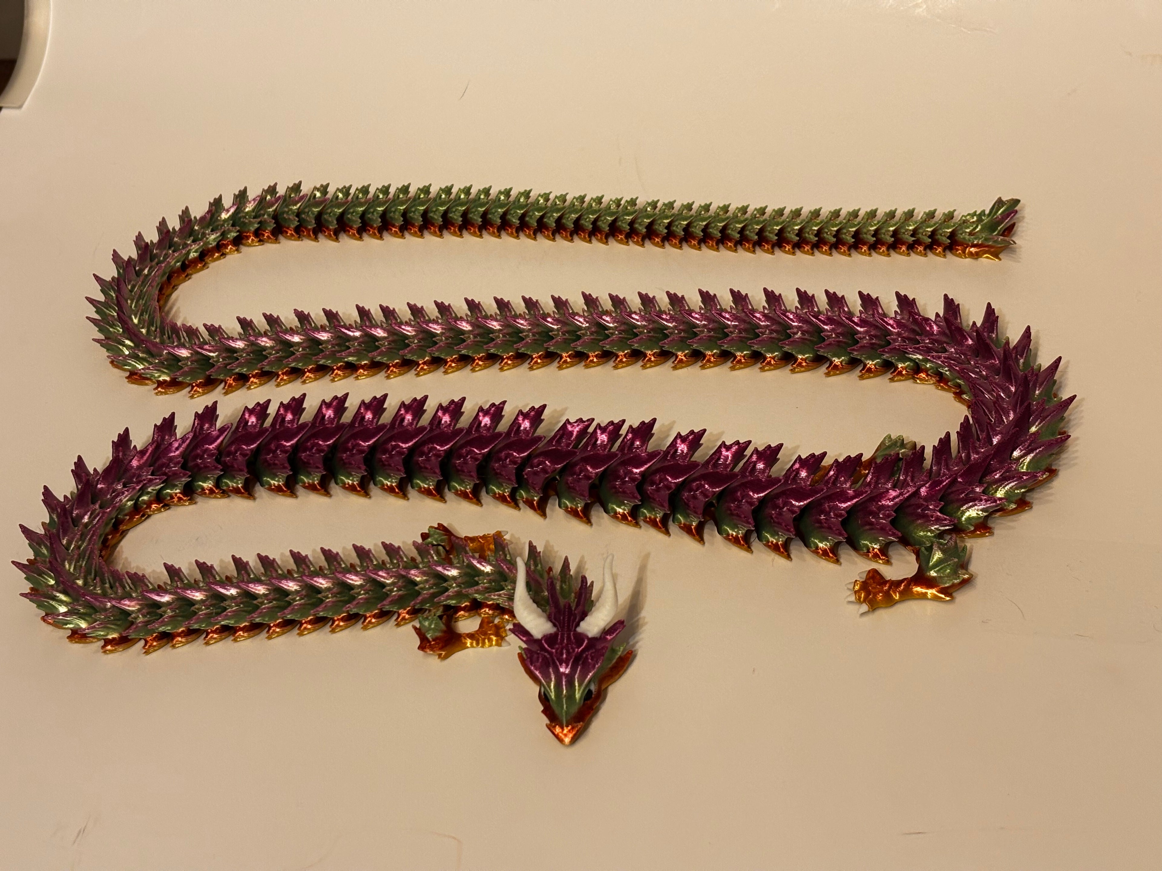 Extra Long Serpent Dragon!      50-Inch Articulated Rainbow Dragon – 3D Printed Fantasy Decor & Fidget Toy