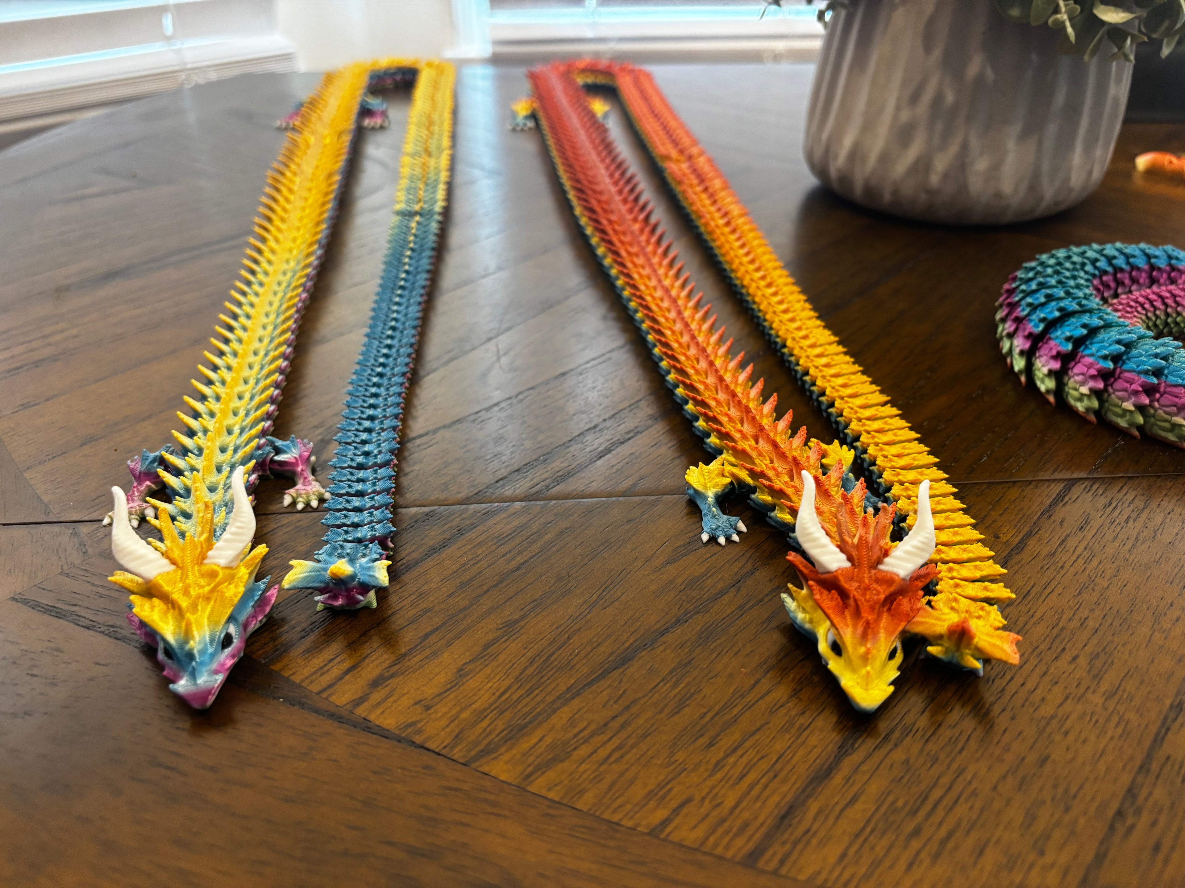 Extra Long Serpent Dragon!      50-Inch Articulated Rainbow Dragon – 3D Printed Fantasy Decor & Fidget Toy