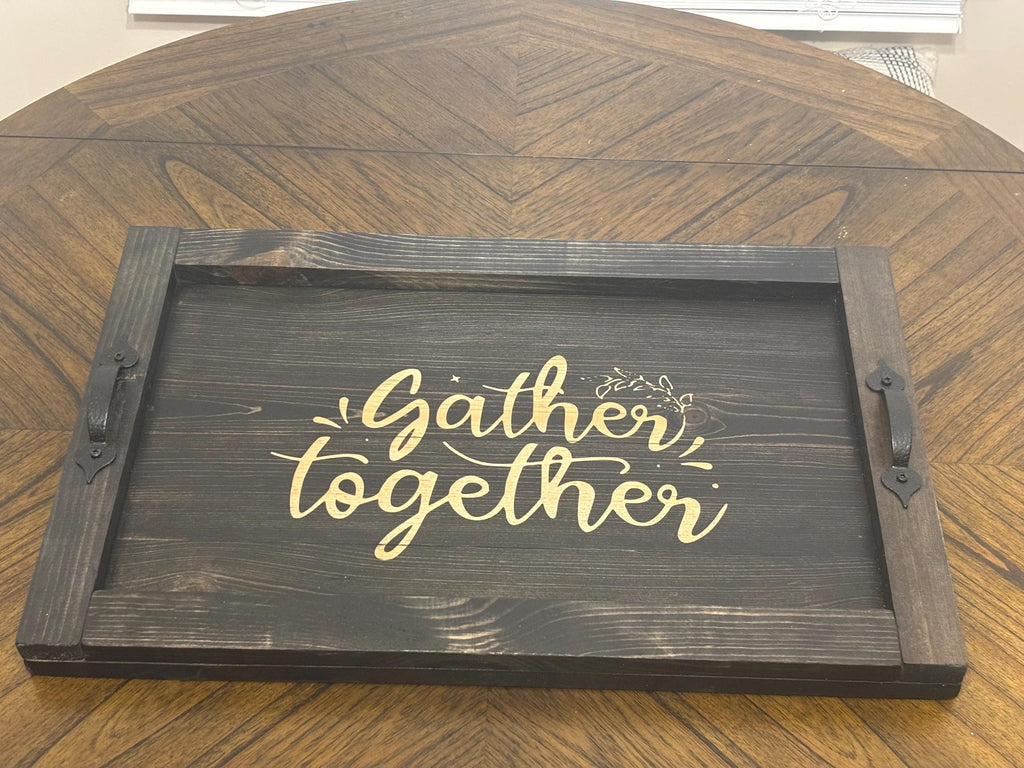 Wooden Serving Tray with Handles: FREE Custom engraving! Size is 14”x24”