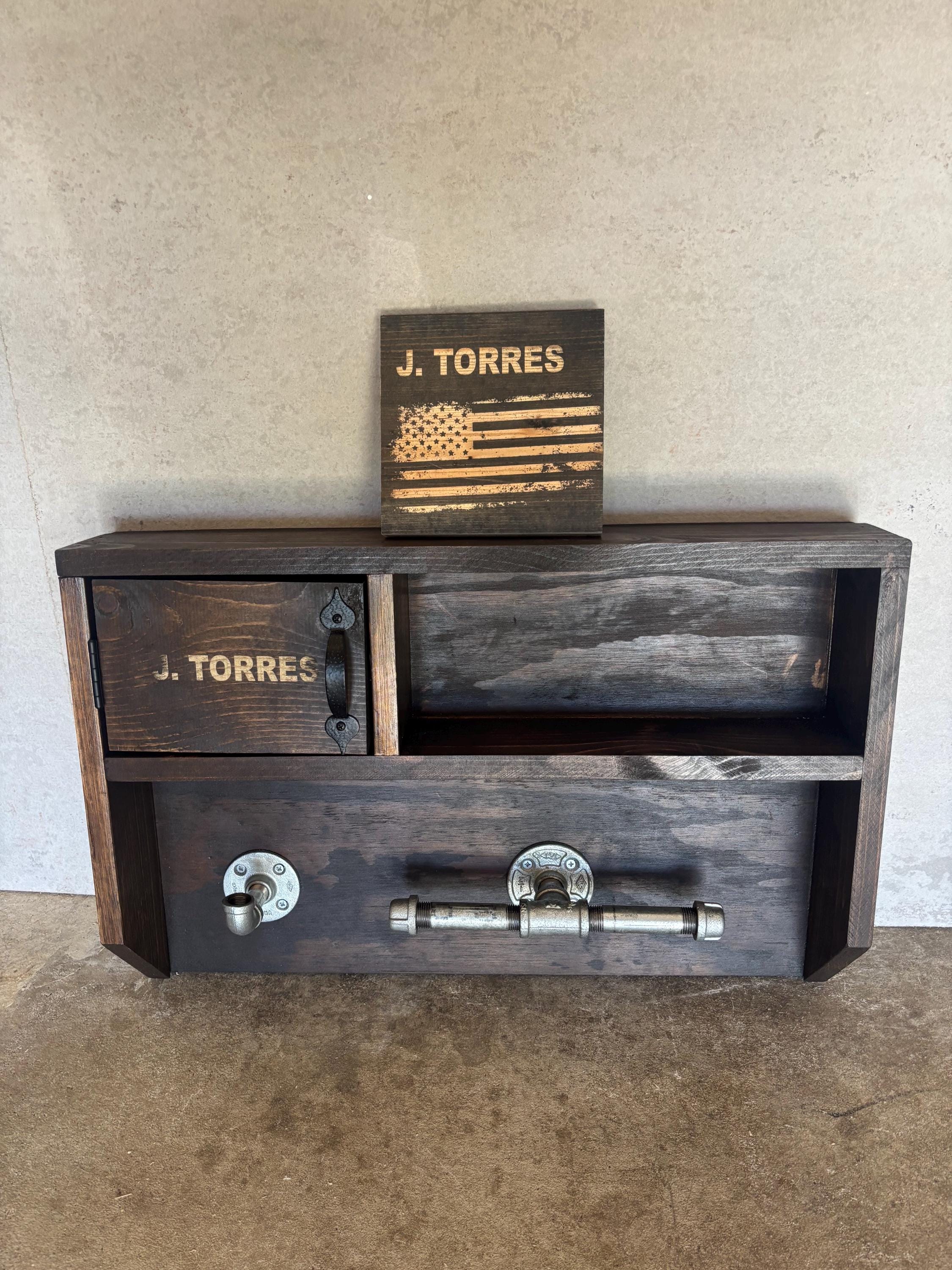 Personalized Police Gear Rack: Engraved Wooden Duty Organizer