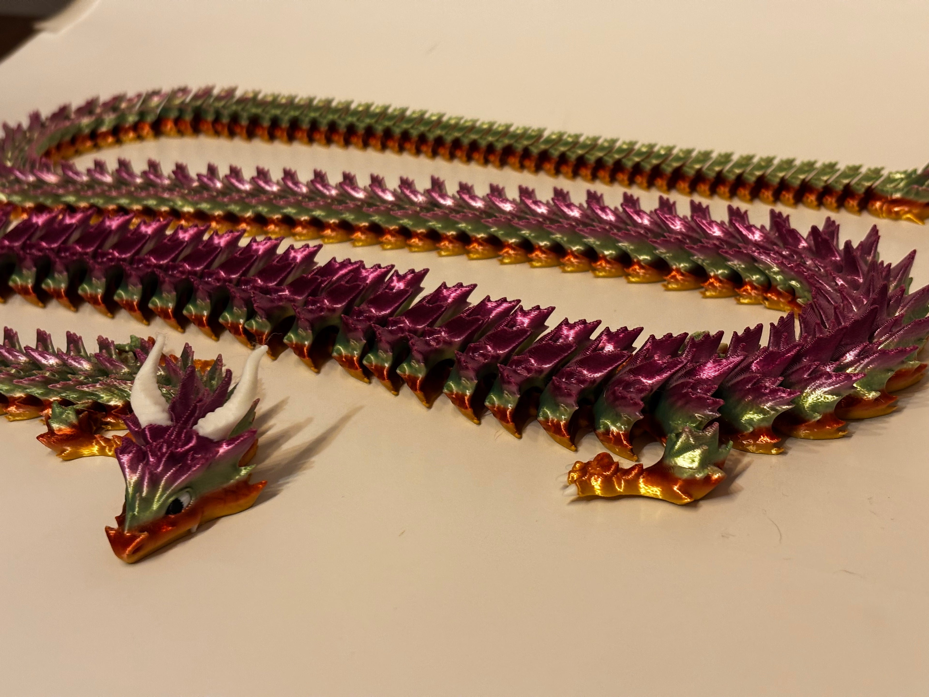 Extra Long Serpent Dragon!      50-Inch Articulated Rainbow Dragon – 3D Printed Fantasy Decor & Fidget Toy