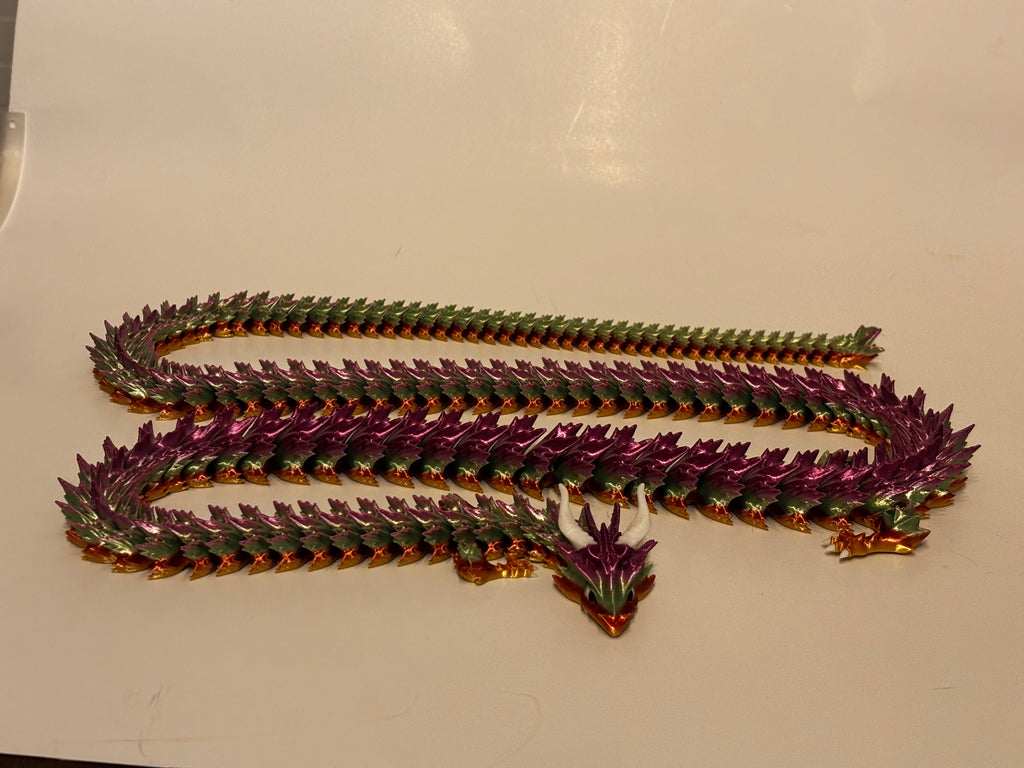 Extra Long Serpent Dragon!      50-Inch Articulated Rainbow Dragon – 3D Printed Fantasy Decor & Fidget Toy