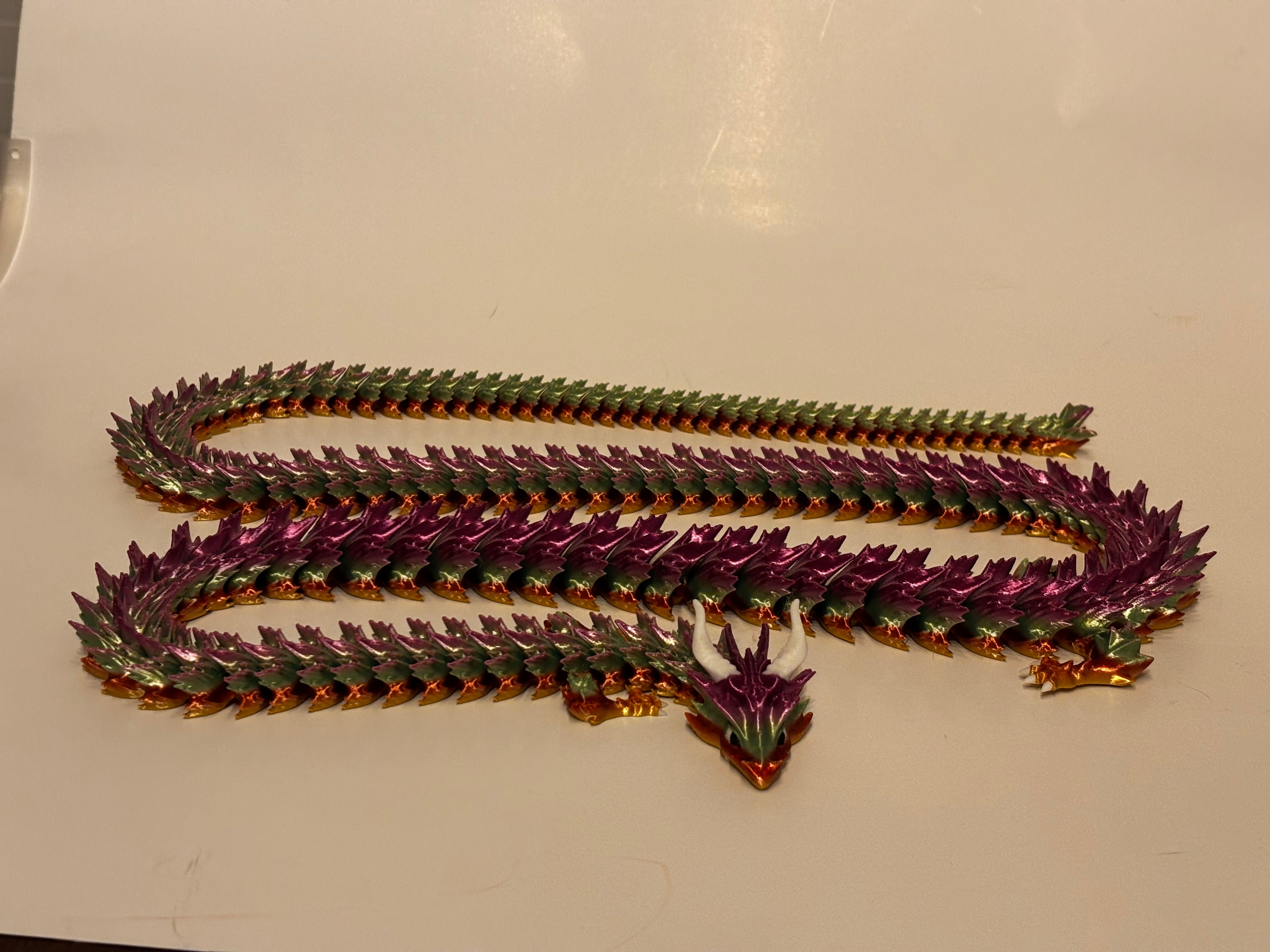 Extra Long Serpent Dragon!      50-Inch Articulated Rainbow Dragon – 3D Printed Fantasy Decor & Fidget Toy