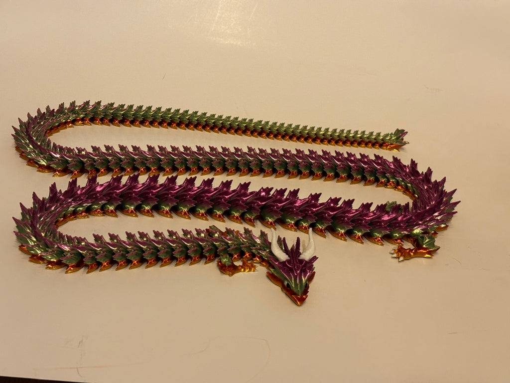 Extra Long Serpent Dragon!      50-Inch Articulated Rainbow Dragon – 3D Printed Fantasy Decor & Fidget Toy