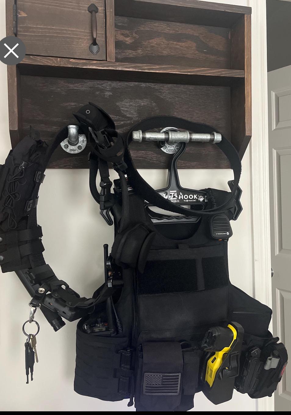 Personalized Police Gear Rack: Engraved Wooden Duty Organizer